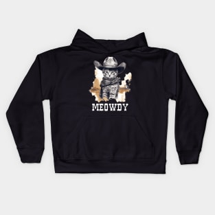 Funny Cat Cowboy Cowgirl Meow Howdy Meowdy Kids Hoodie